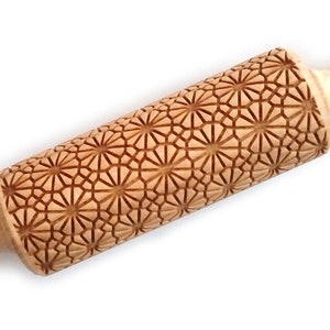 DELICATE ORNAMENT, Wooden Rolling Pin,Embossed rolling pin, Laser engraved rolling pin,Cookie stamp, Gift,  Baby shower, Baptism, Birthday,
