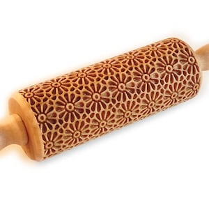 DAISY, Margherita, Small Wooden Rolling Pin, Embossed rolling pin, Engraved rolling pin, Embossing Cookies, Timbre a biscuit, Gingerbread