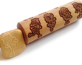 PRINCESS,Engraved Rolling pin, Embossing Rolling Pin for Cookies, Decorative Rolling Pin , Laser Engraved Wooden Roller , Fun with baking