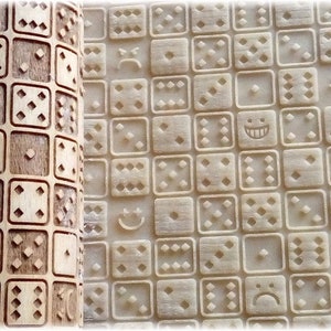 DICE,Laser Engraved Wooden Rolling Pin, Embossed Rolling Pin, Biscuits for players, Party gift, Fun, Games, Hobby, Rolling Pin, Birthday
