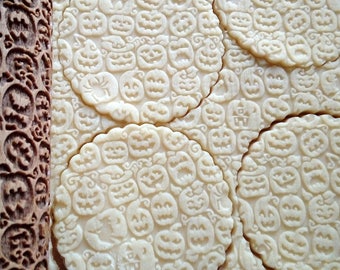 HALLOWEEN, rouleau à pâtisserie gravé, rouleau en bois, rouleau à pâtisserie en relief pour biscuits, rouleau à pâtisserie décoratif, biscuits surprise, cadeau de pâtisserie
