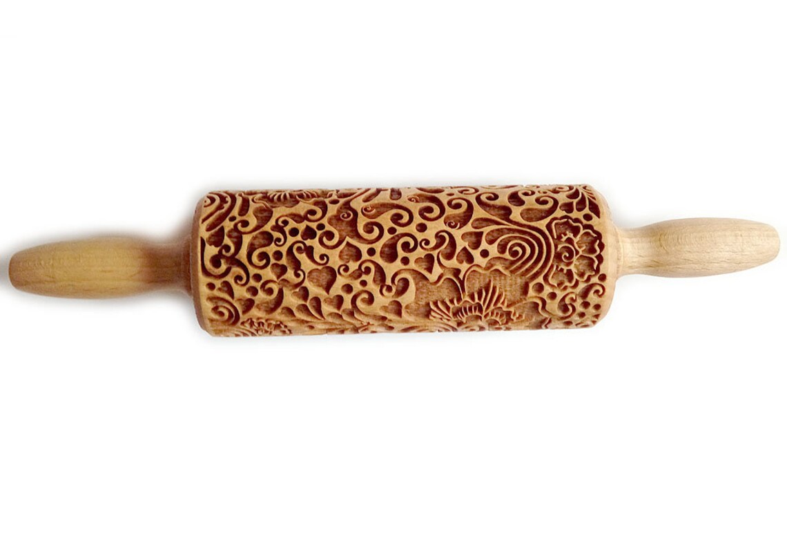 Wooden Rolling Pin PAISLEY Laser Engraved Rolling Pin Etsy