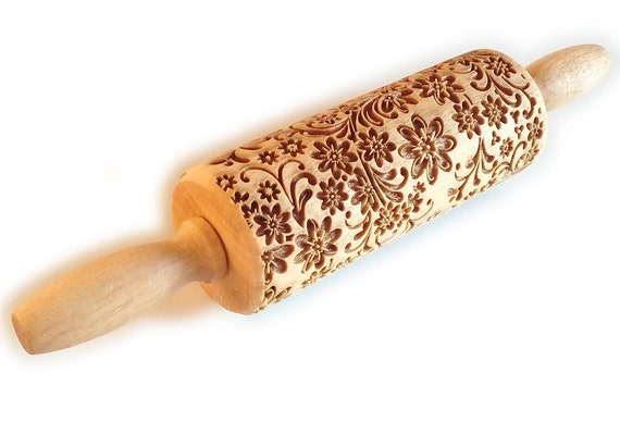 Delicate Floral Pattern Engraved Rolling Pin Embossing Etsy