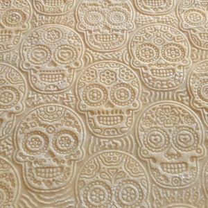 Rodillo grabado, CRÁNEO DE AZÚCAR Halloween, Dia de los Muertos, Rodillo en relieve, Rodillo de madera grabado, Galletas en relieve, Regalo imagen 4