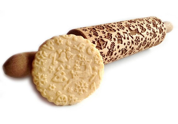 Christmas Ornament Embossing Rolling Pin Engraved Rolling Etsy