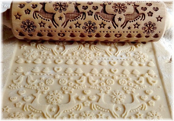 Christmas Rolling Pin Scandinavian Design Christmas Etsy
