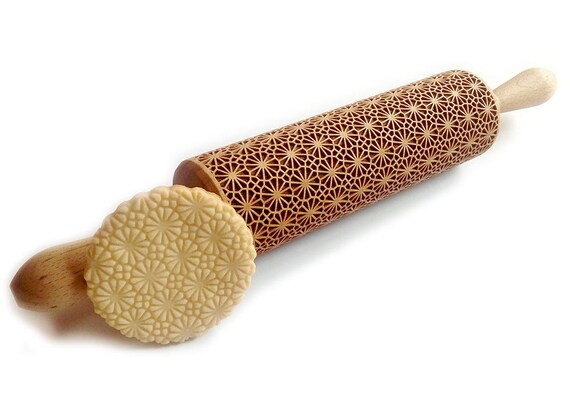 Ornament,  East traditional pattern, Embossed rolling pin,  Rolling pin, Embossed biscuits , Wooden cookie mold ,Kitchen rolling pin, Gift,