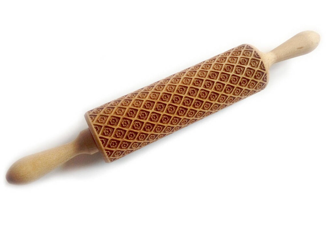 FLOWER, Embossed Rolling Pin, Laser Engraved Wooden Rolling Pin for ...