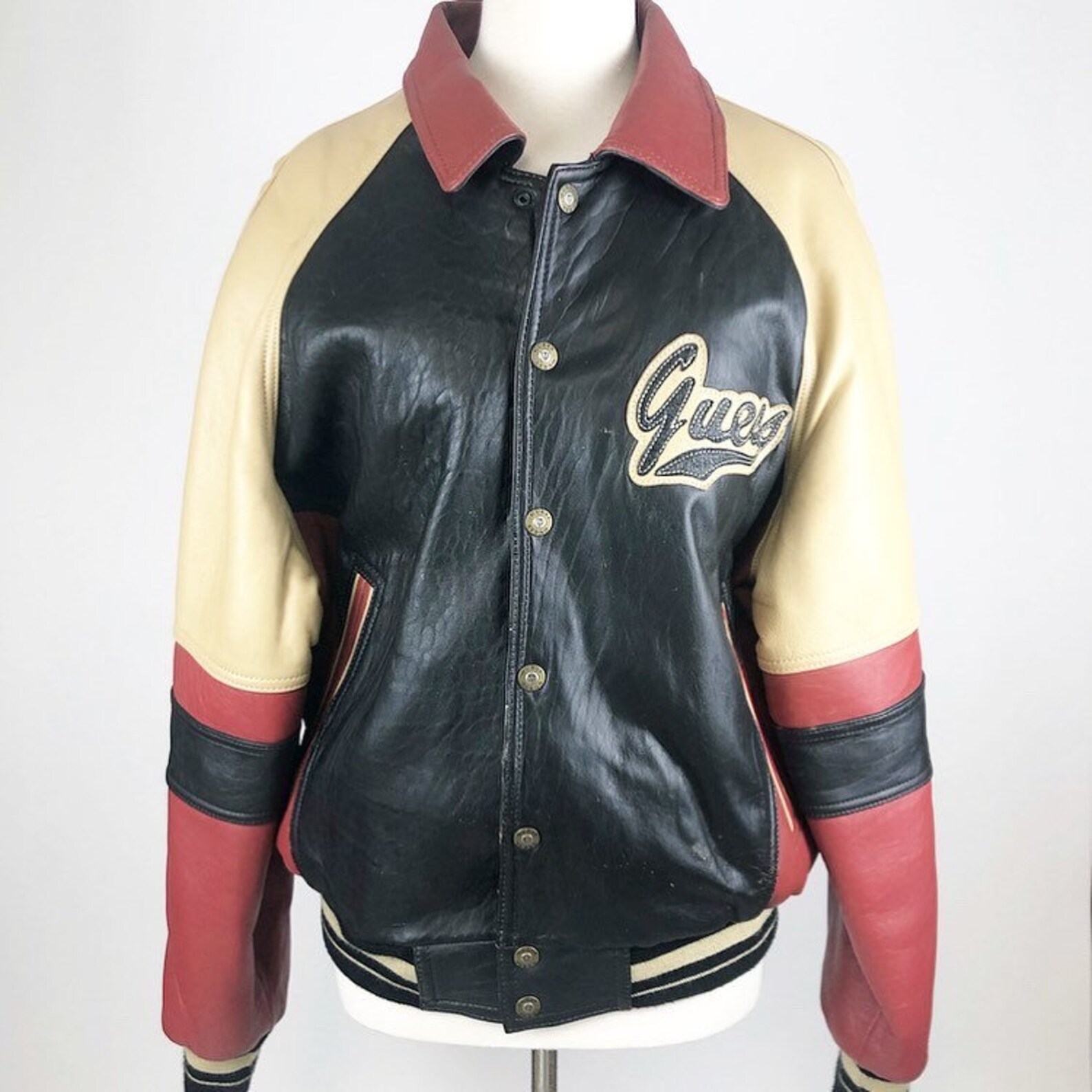 Vintage Leather Guess Jacket | Etsy