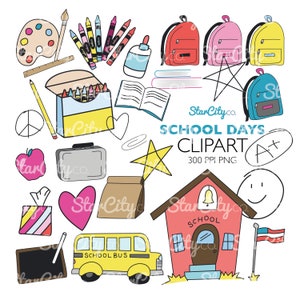School clipart, School clip art, teacher clipart, pencil clipart, crayon clipart, school graphics, school bus, book clipart, commercial use