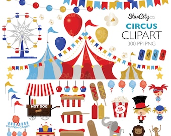 Clipart del circo, ClipArt di Carnevale, Grafica del circo, Clipart Big Top, ClipArt di Carnevale, Cute Clipart. Uso commerciale, download istantaneo