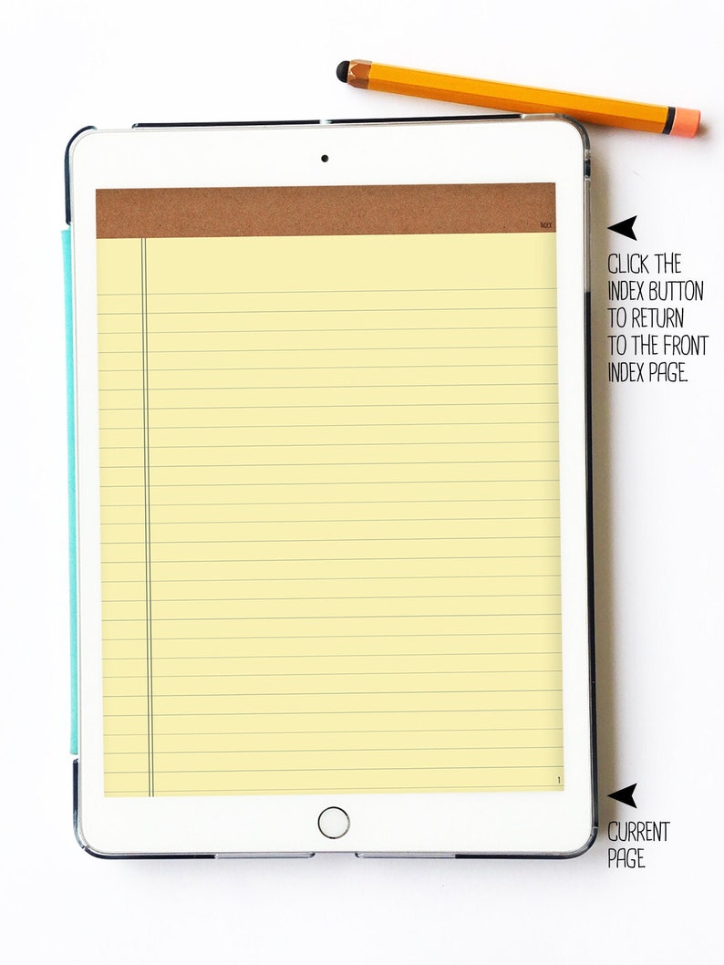 Digital Yellow Legal Pad PDF Notebook, Digital Class Notebook, Digital