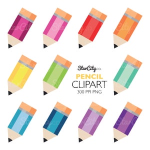 Pencil clipart, Pencil Clip Art, Pencil Graphics, School clipart, Artwork for stickers, Colored Pencil art, Commercial Use, instant download