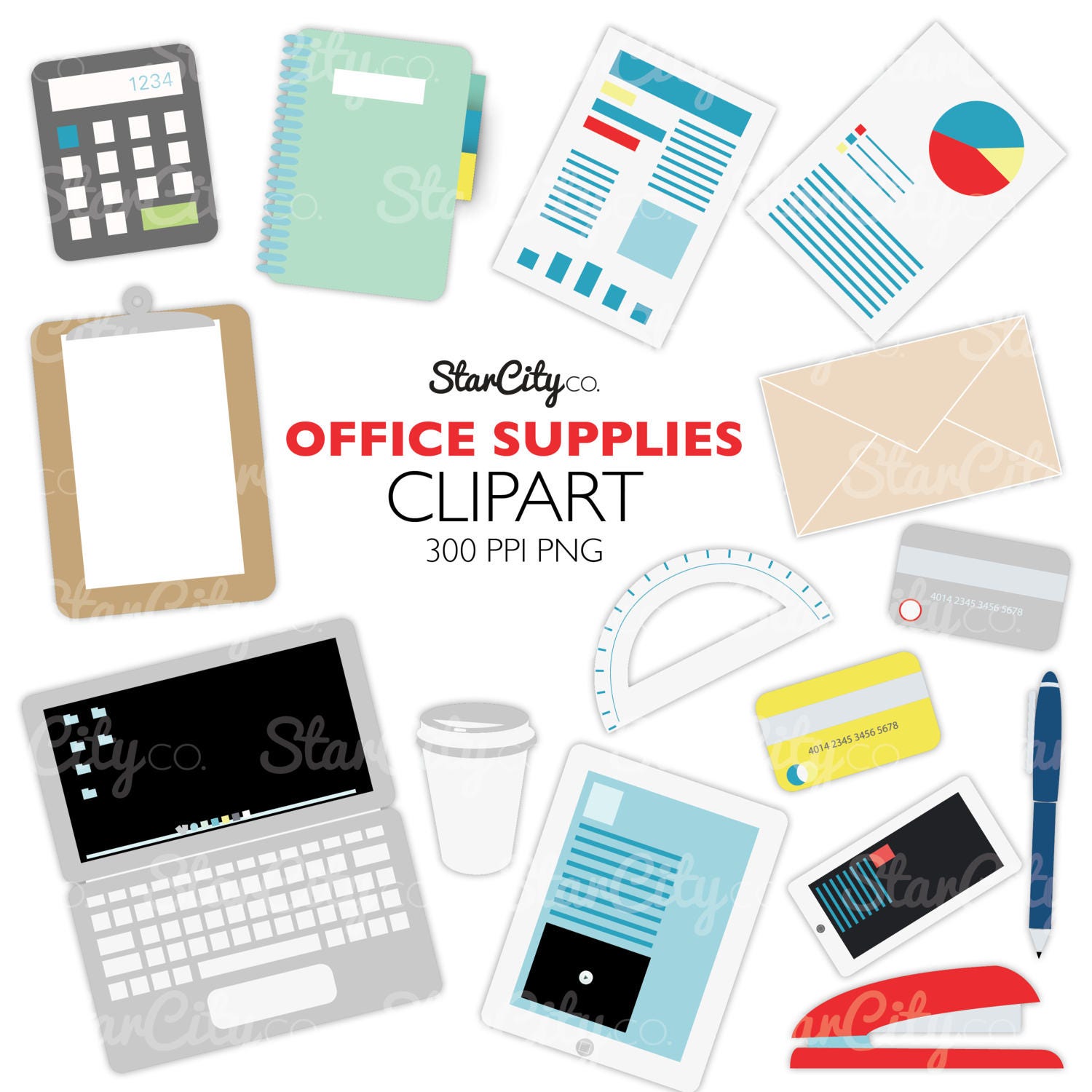 Office Supplies Clip Art, Office Clipart, Business Clipart, Smart Phone