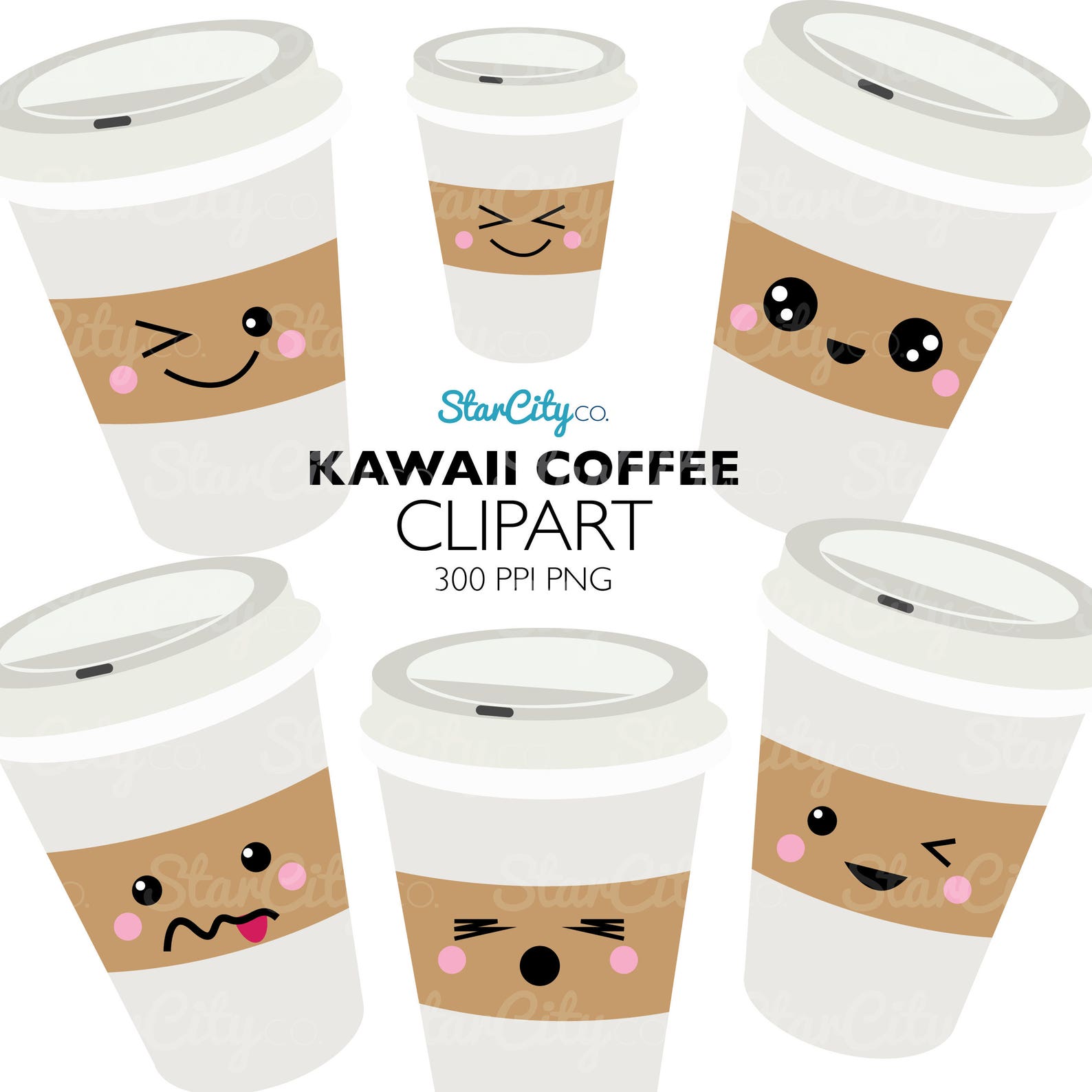 Coffee Clipart, Kawaii Clip Art, Kawaii Coffee Clipart, Coffee Art