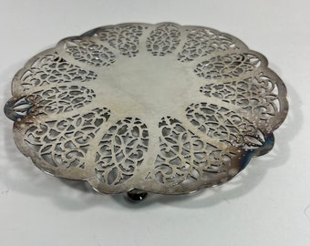 Dessous De Table En Métal Argenté Leonard – Pièce De Décoration Vintage