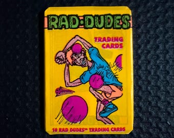 Vintage 90s 1990 Rad Dudes Wax Paper 10 Collector Trading Cards One Pack