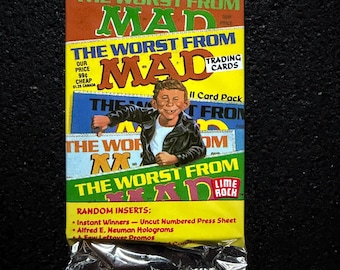 Vintage 90s 1990 "The Worst from MAD" MAD Magazine Trading Card pack (11 cards) Alfred E. Neuman