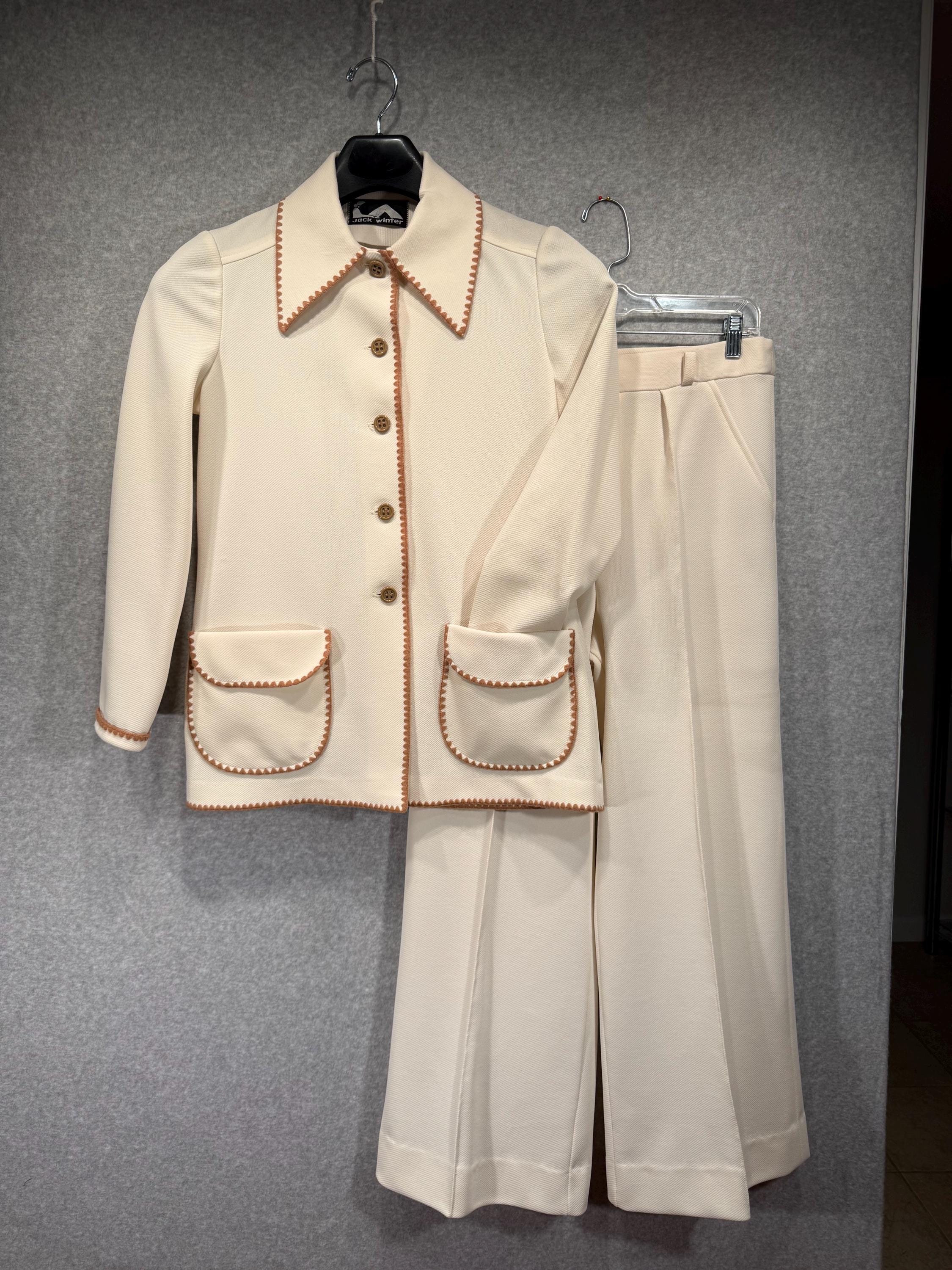 Vintage 70s Jack Winter Leisure Suit: Cream Wide Leg, Mod Style - Etsy