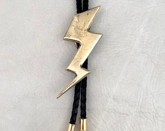 ThunderBolt Bolo Tie - Lightning necklace neck southwestern fashion genderless power piece statement cowboy cowgirl epic badass leather