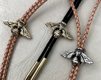 Bee Bolo Tie: Sterling Silver or Brass, Southwest Boho Fashion, Handcrafted in Arizona