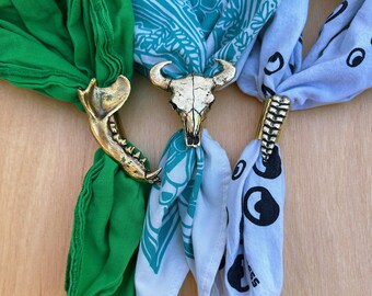 Concho bandana. Leather Slide. Sliders. Cuff. Concho turquoise stone. Bolo bandana. Leather scarf ring.