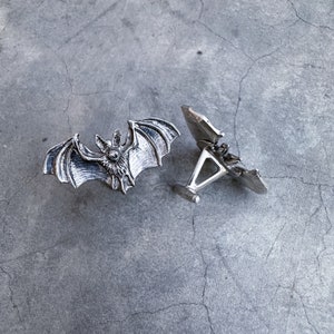 Sterling Silver Bat Cufflinks: Handcrafted Animal Jewelry