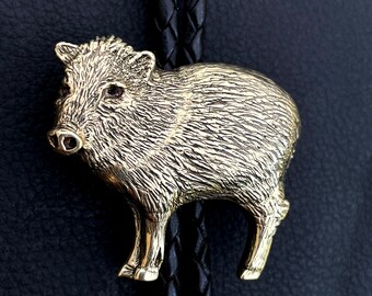 Javelina Bolo Tie - Collared Peccary wild animal pig boar wildlife beast desert