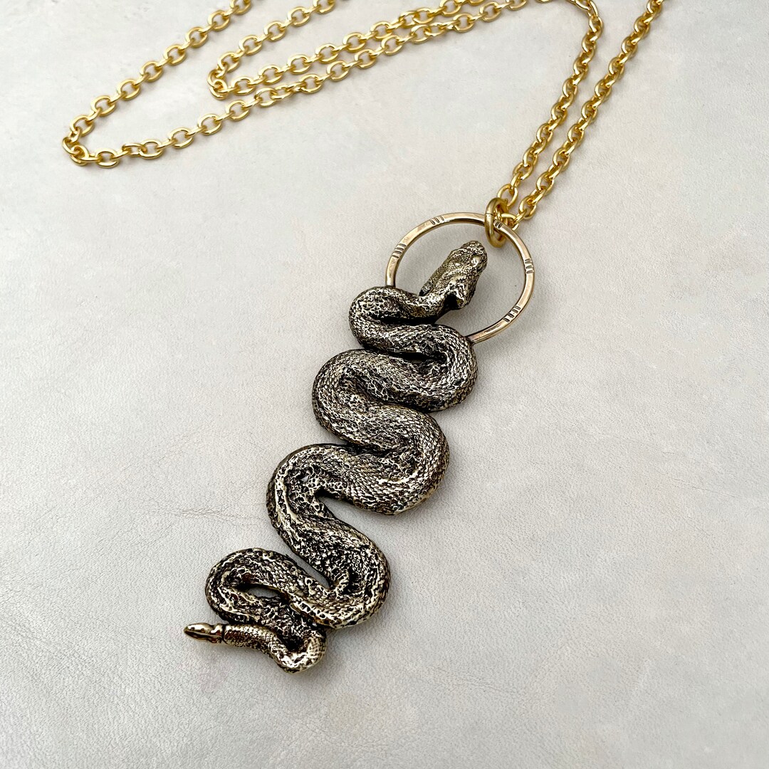 Rattlesnake Necklace Snake Rattle Animal Jewelry Witchy Biker Magic
