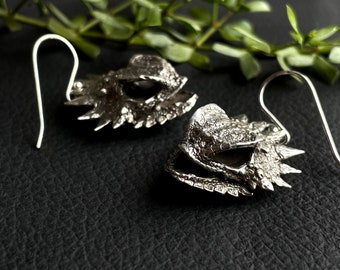Horned Lizard Earrings - regal horny toad skull desert reptile herp herpetology dragon conservation animal sonoran fashion is genderless