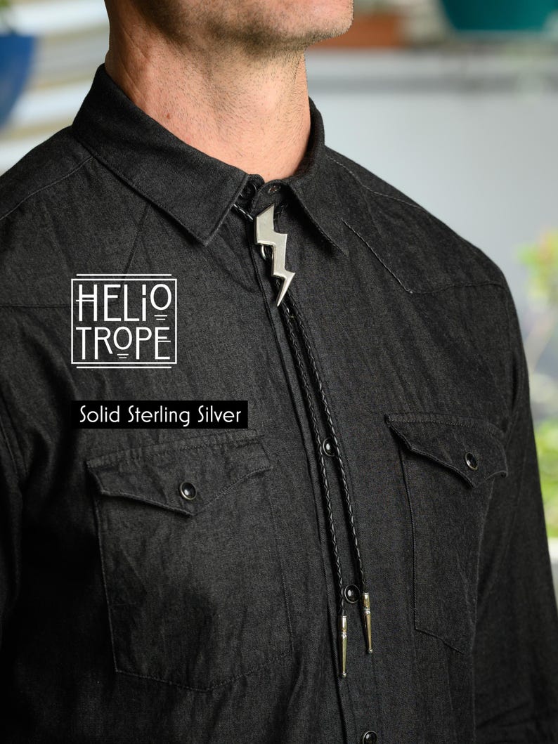 Bolo-strikje bliksemschicht: sterlingzilver, messing of brons - Southwestern Fashion afbeelding 3