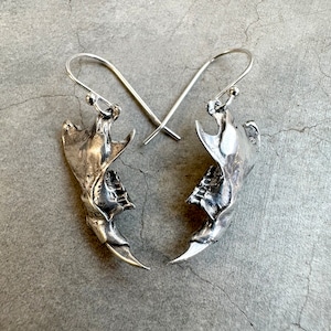 Desert Rat Jaw Earrings - mouse bone jawbone teeth skull skeleton animal jewelry