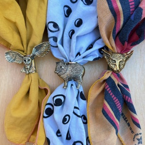 Bandana Slide 13 design options, scarf slide bull skull cow javelina owl scorpion lightning bolt snake rattle coyote saguaro cactus agave image 4