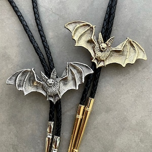 Pallid Bat Bolo Tie: Sterling Silver Desert Goth Western Fashion