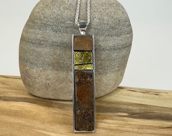 Zen - Natural Stone Mosaic Pendant Necklace