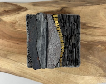 Slate and Gold Mosaic Wall/Shelf Sculpture