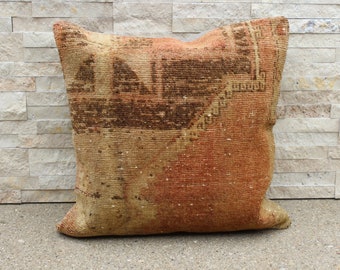 14 X 14 Vintage Rust Carpet Pillow Cover Etsy