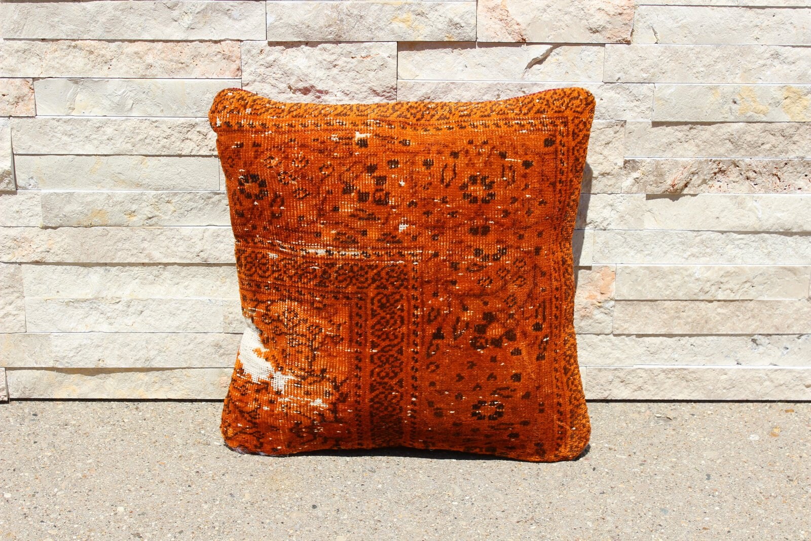 14 X 14 Rust Orange Over Dyed Vintage Carpet Etsy