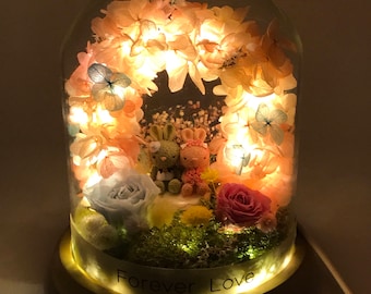Valentines Day Would You Marry Me Gift LED Light Preserved Flower and Enchanted Rose Infinity