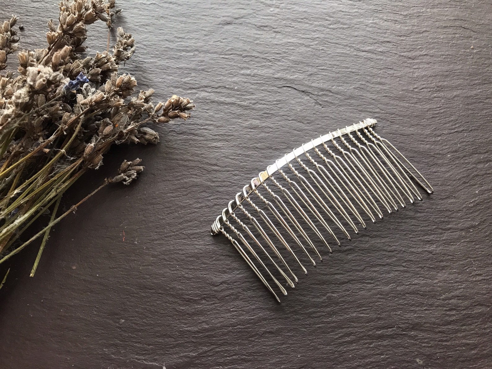 Large Silver Hair Combs 20 Teethes Wire Hair Combs for Wedding or Tiara