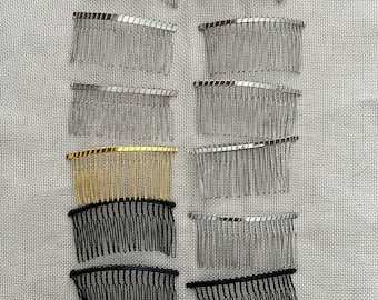 Imperfect Second Stock Large Silver Hair Combs (20 Teethes) Wire Hair Combs for Wedding or Tiara Making Base