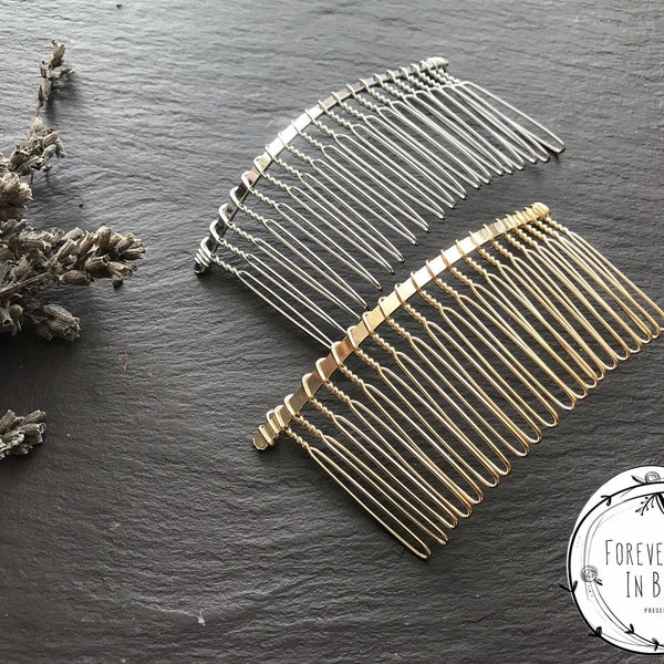 Large Silver Hair Combs (20 Teethes) Wire Hair Combs for Wedding or Tiara Making Base