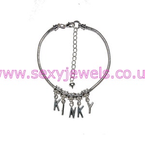 KINKY Anklet Euro Ankle Chain Jewellery Fetish Cuckold Lifestyle Swinger Sexy Wife Easy Tart Slag Slapper Small Letter