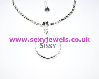 Sissy Word Dome Anklet Euro Ankle Chain Jewellery Fetish Submissive Cuckold Sissy Slave Jewelry Ankle Bracelet Sub Wimp Gimp Crossdresser