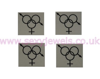 Threesome MFM Temporary Tattoos Hotwife Cuck Shared Cheating Wife Share Bull Boyfriend - Pack of 4 - Sexy Jewels
