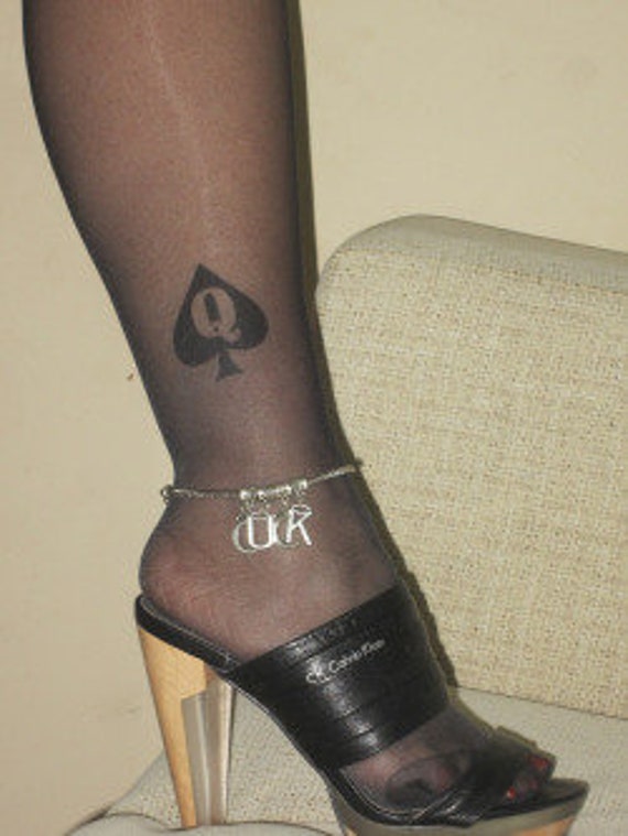 Cavigliera Euro Chain Queen Of Spades – QOS Cuckold Slut – Argento Placcato, Sexy Jewels - Foto 3