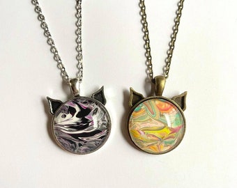 hanger Acrylic Pour Pendants BUBBLES oval pour pendant fluid art necklace