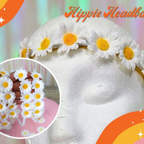 Boho Daisy Headband - Daisies - Bohemian - Hippie Headbands - Hippie Accessories - Groovy - Birthday Trinkets - 70's - Boho Accessories