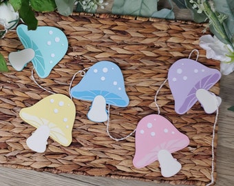 Pastel Mushroom Garland - Cottage Core Party - Fairy Themed Party Décor - Fairy Garland - Fairy Mushrooms - Forest Mushroom - Mushroom Party