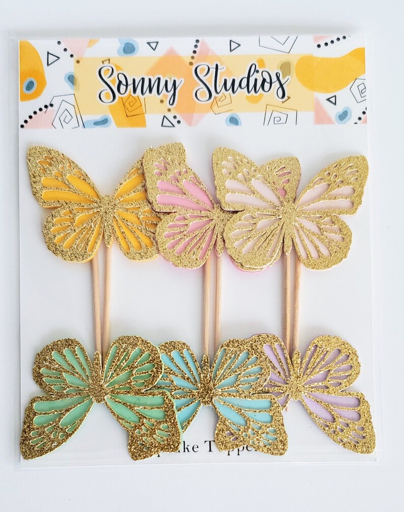 Butterfly Cupcake Toppers Glitter Butterfly Butterfly Etsy